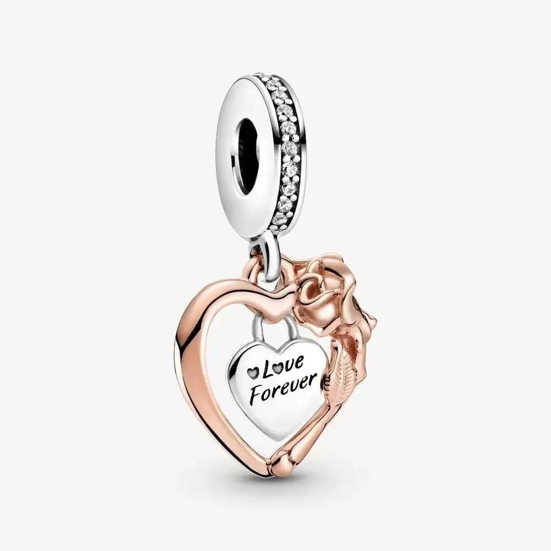 

Designer Jewelry 925 Silver Bracelet Charm Bead fit Pandora Heart & Rose Flower Dangle Slide Bracelets Beads European Style Charms Beaded Murano, Bronze;silver