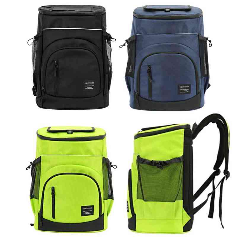 

30L Large Capacity Picnic Insulation Backpack Refrigerator Bag Portable Beer Food Cooler Thermal Rucksack for Outdoor Camping G220308, Black
