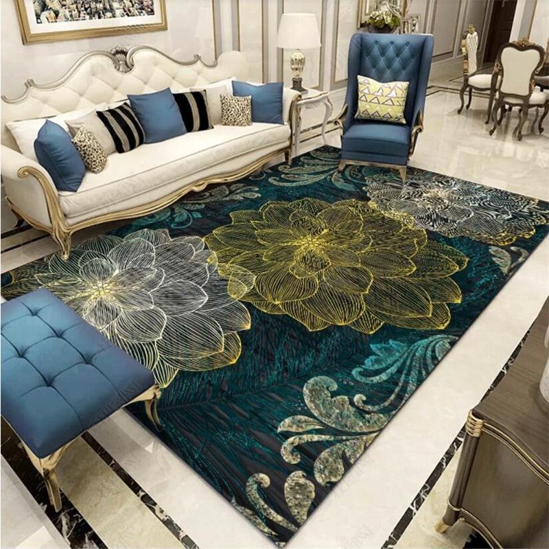 

Carpets 3D Flower Printed And Rugs European Ink Painting Living Room Bedroom Area Rug Tapete Sofa Non-Slip Floor Mat Doormats