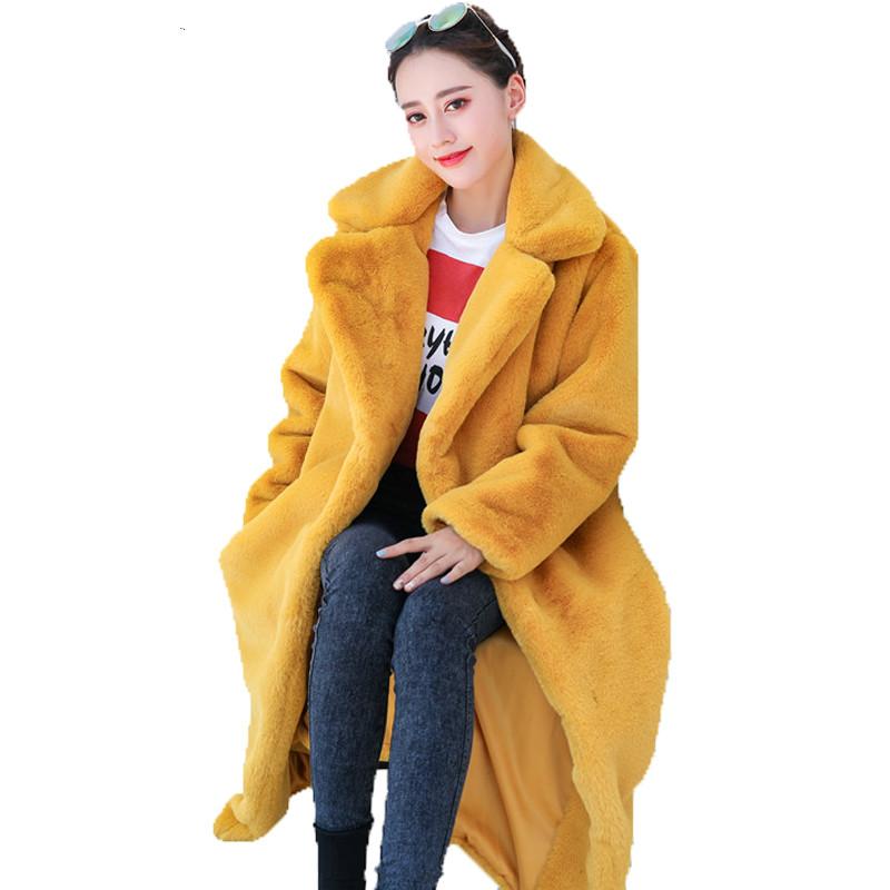 

Women's Fur & Faux Coat 2021 Winter Long Mink Women Loose OverCoat Luxury Thicken Warm Oversize Female Plush, Black