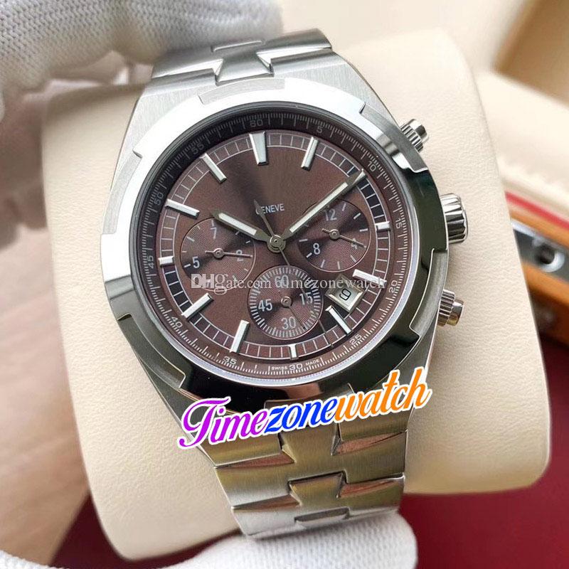 

42mm Overseas Watches 5500V/110A-B147 Brown Dial Automatic Mens Watch Stainless Steel Bracelet No Chronograph Timezonewatch E138, Waterproof service