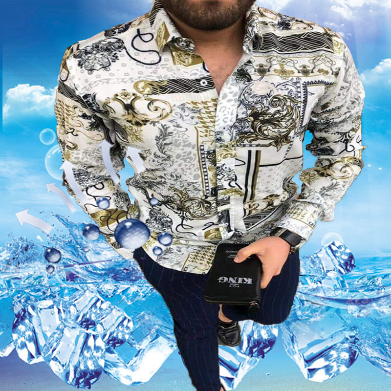 

Bohemian Plus Size 3XL Men's Casual vintage Shirts Long Sleeve Autumn Hawaiian Shirt Boho Oversize Man Clothes Cardigan Blouse, As picture