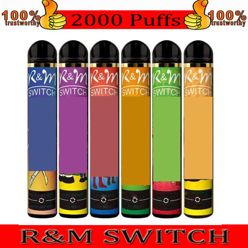 

100% Original Rick and Morty Switch RandM Electronic Cigarette Extra 8ml 1100mAh 2000 Puffs 6 Double Colors Disposable Vape