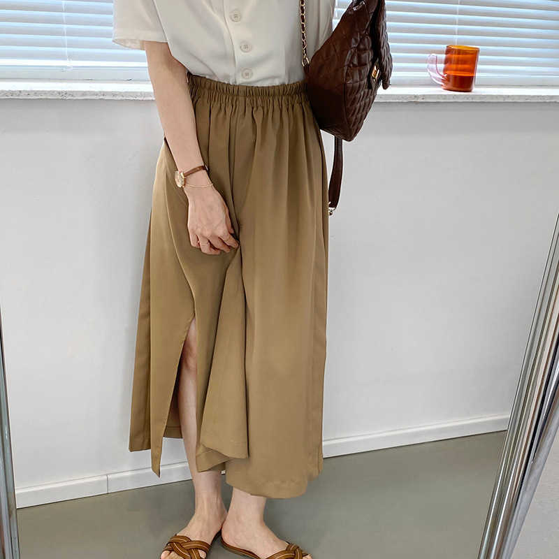 

Chiffon High-waisted Fork-hanging Wide-legged Pants Women Summer Loose-legged Skirt 8189 210607, Blue