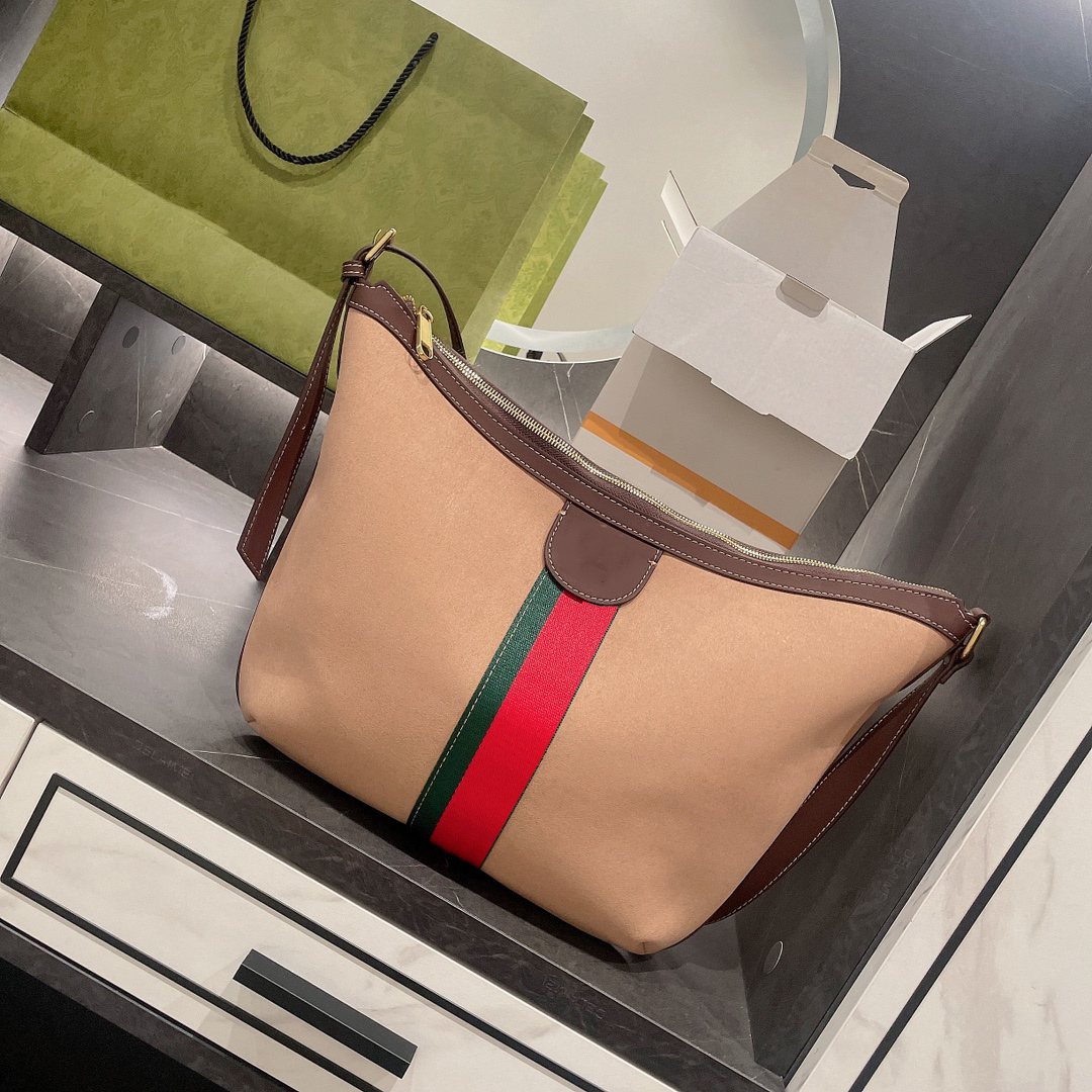

Luxury Designers Italy Brand Red Green Stripes Cross Body Bags High Quality Genuine Leather Messenger Fashion Women Large Capacity Crossbody Totes Designer Bag, Brown