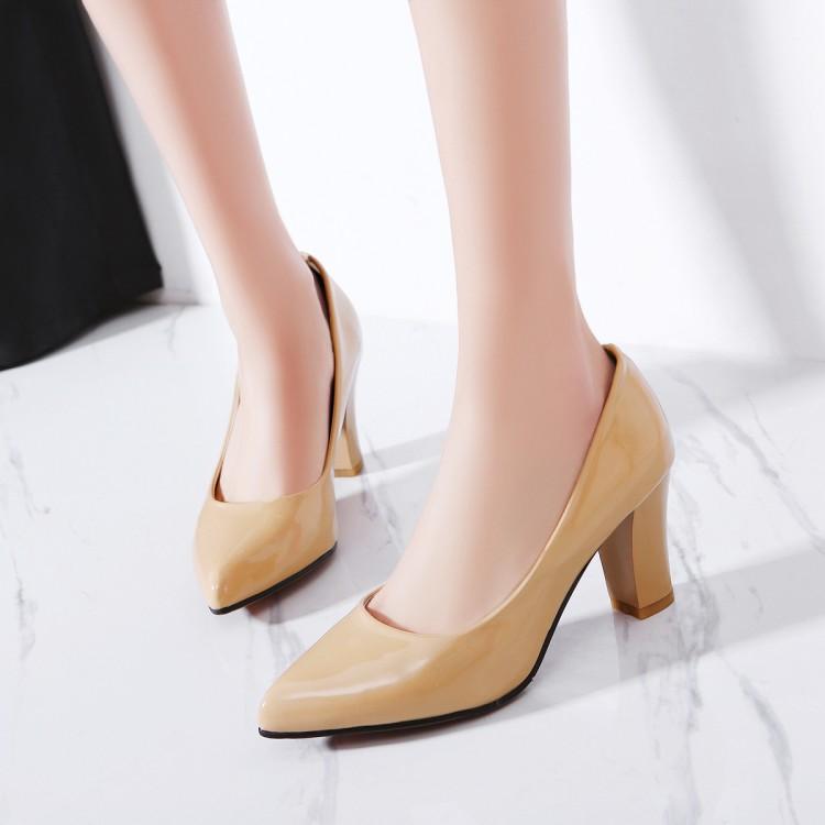 

Dress Shoes Big Size 11 12 13 14 15 16 Ladies High Heels Women Woman Pumps Heel With Sharp Head, Shallow Mouth And Thick, Black