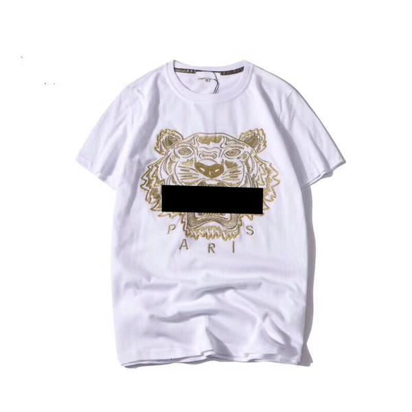 

With Mens T Shirt Summer Style Tiger Embroidery Letter Tees Short Sleeve Casual Stylist Shirts Tops Man s Clothing Asian Size S-XX, White;black