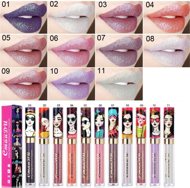 

CmaaDu Lips Makeup Metallic Liquid Lipstick Shimmer Matte Lip Gloss Cosmetics Make Up Frost Cool Girl Lipgloss 12 Colors, Choose color left message