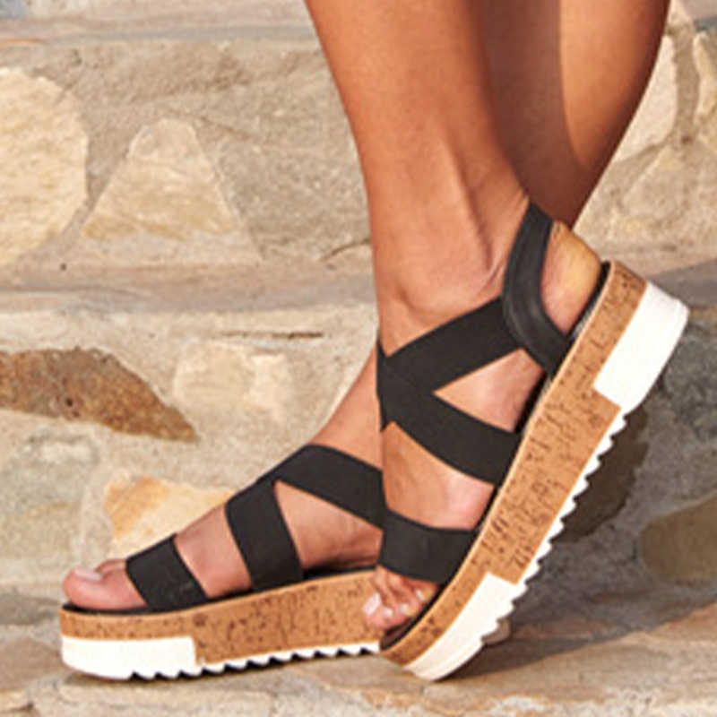 

MCCKLE Women's Sandals Summer Ladies 2021 Flat Platform Shoes Slip On Female Retro Beach Shoes Casual Plus Size 43 New Fashion Y0721, We-1