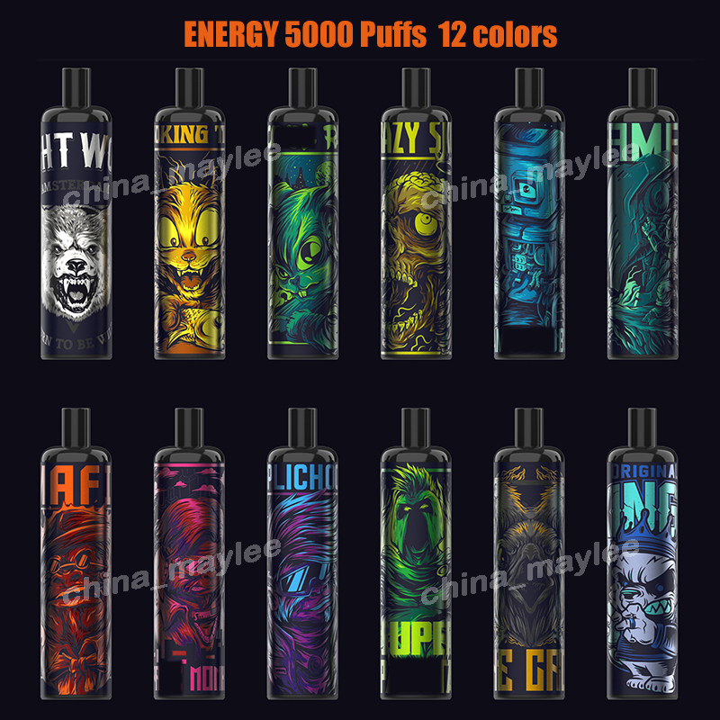 

Disposable Vape ENERGY 5000 puffs Rechargeable E Cigarettes 850mah battery 12ml pre-filled Mech coil airflow control vaporizer VS R and M to
