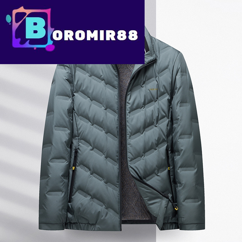 

Winter Down Coat Jacket Wear 90% white duck hooded short fashion stand collar down jacket men's wear, Green
