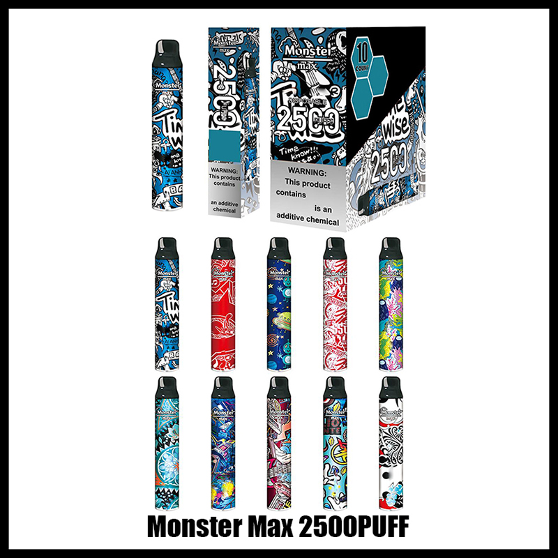 

100% Original Monster Max Disposable E Cigarettes Device Kit 2500 Puffs Prefilled Pod Vape Pen Authentic VS Bar Plus Dual with fashion design and big capacity pod kit