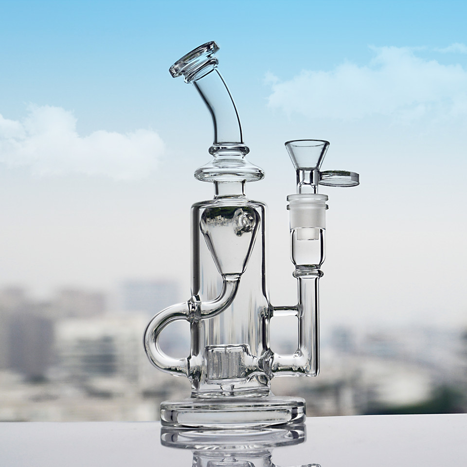 

Klein Recycler Bong Hookahs Smoke glass Oil Burner Pipe Bubbler heady Dab Rigs Wax Water Bongs with 14mm joint