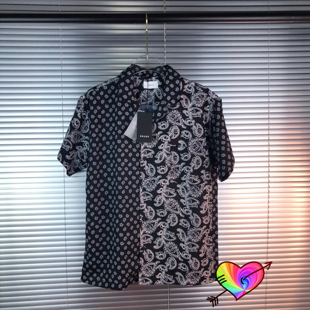 

Allover Logo Shirts Men Women Full Cashew Flower Snowflake Pacthwork Rhude Shirt High Quality Blouse