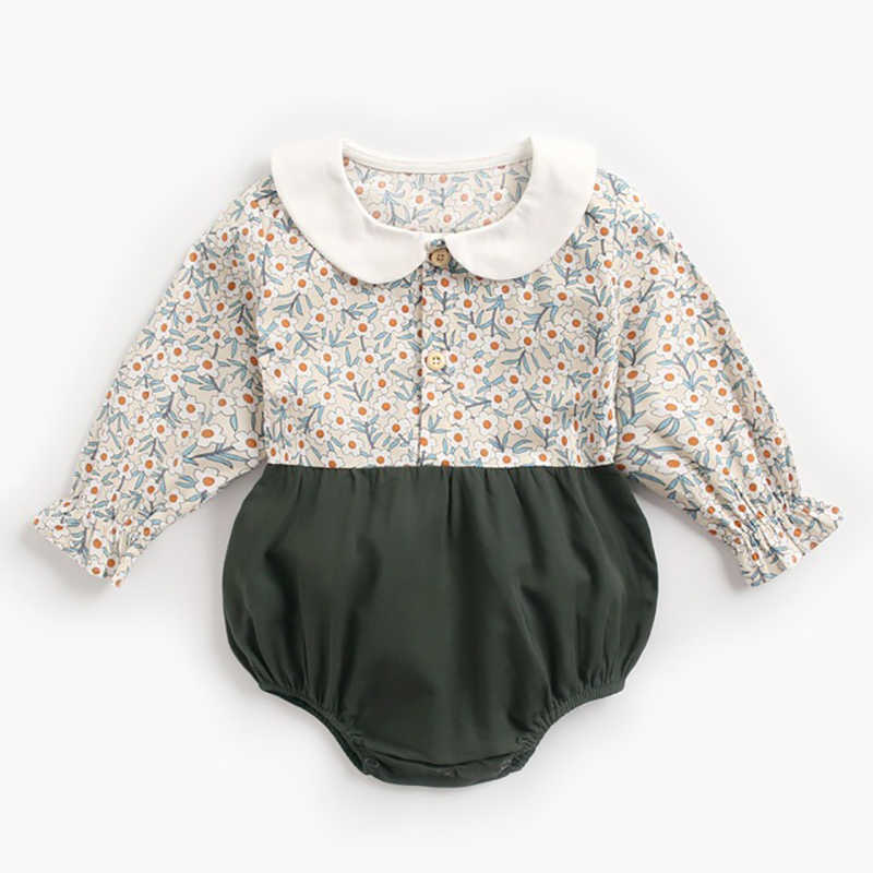

Bear Leader Toddler Baby Fashion Rompers Autumn born Girls Patchwork Jumpsuits Infant Floral Romper Spring Clothes 3M-24M 210708, Ah4309 green