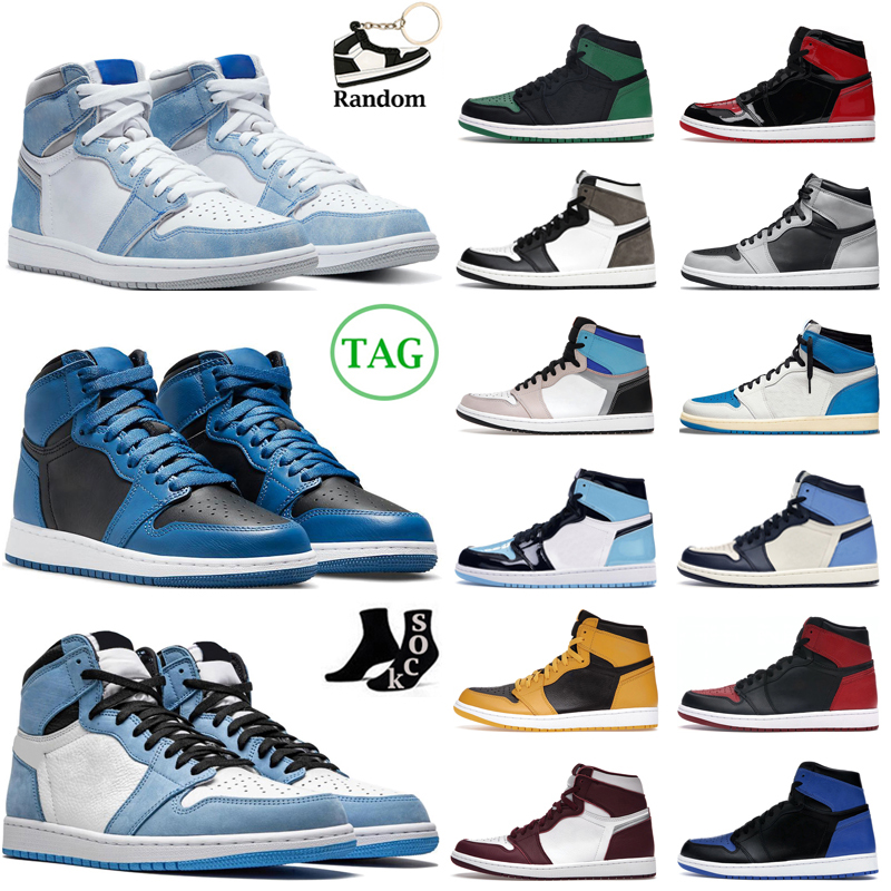 

Jordam 1 1s Jumpman Basketball Shoes Men Women Jorden 1 Dark Marina Blue Bred Patent Bordeaux Hyper Royal University Blue Pollen Mens Trainers Sport Sneakers, #43