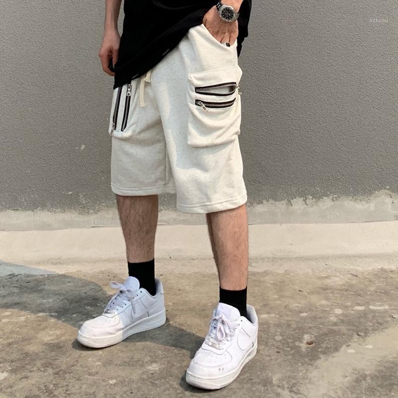 

Harajuku Casual Joggers Terry Cargo Shorts Men Solid Pocket Hip Hop Oversize Baggy Summer Short Loose Drawstring Five Point Pant Men's, Black