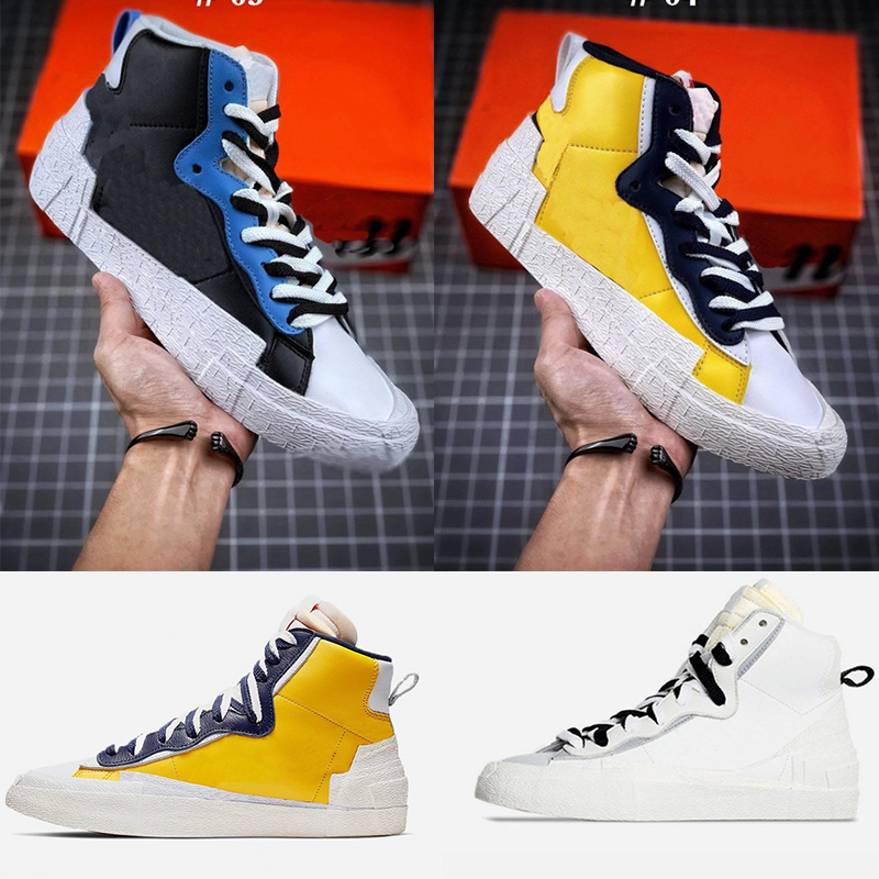 

Mens Designer Blazers Mid Casual Shoes New 2020 Sacai Black White Snow Beach Women Sneakers Off All Hallows Eve Fashion Running Shoes 36-45