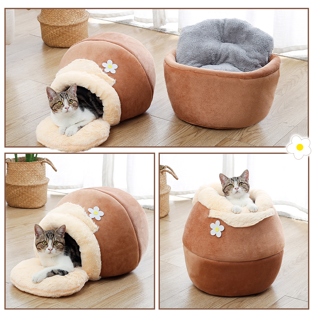 

3in1 Pet bed for Cat Dog Soft Nest Kenne Cat Bed House Pot Shaped Cave House Seeping Bag Mat Pad Tent Pet Winter Warm Cozy Bed