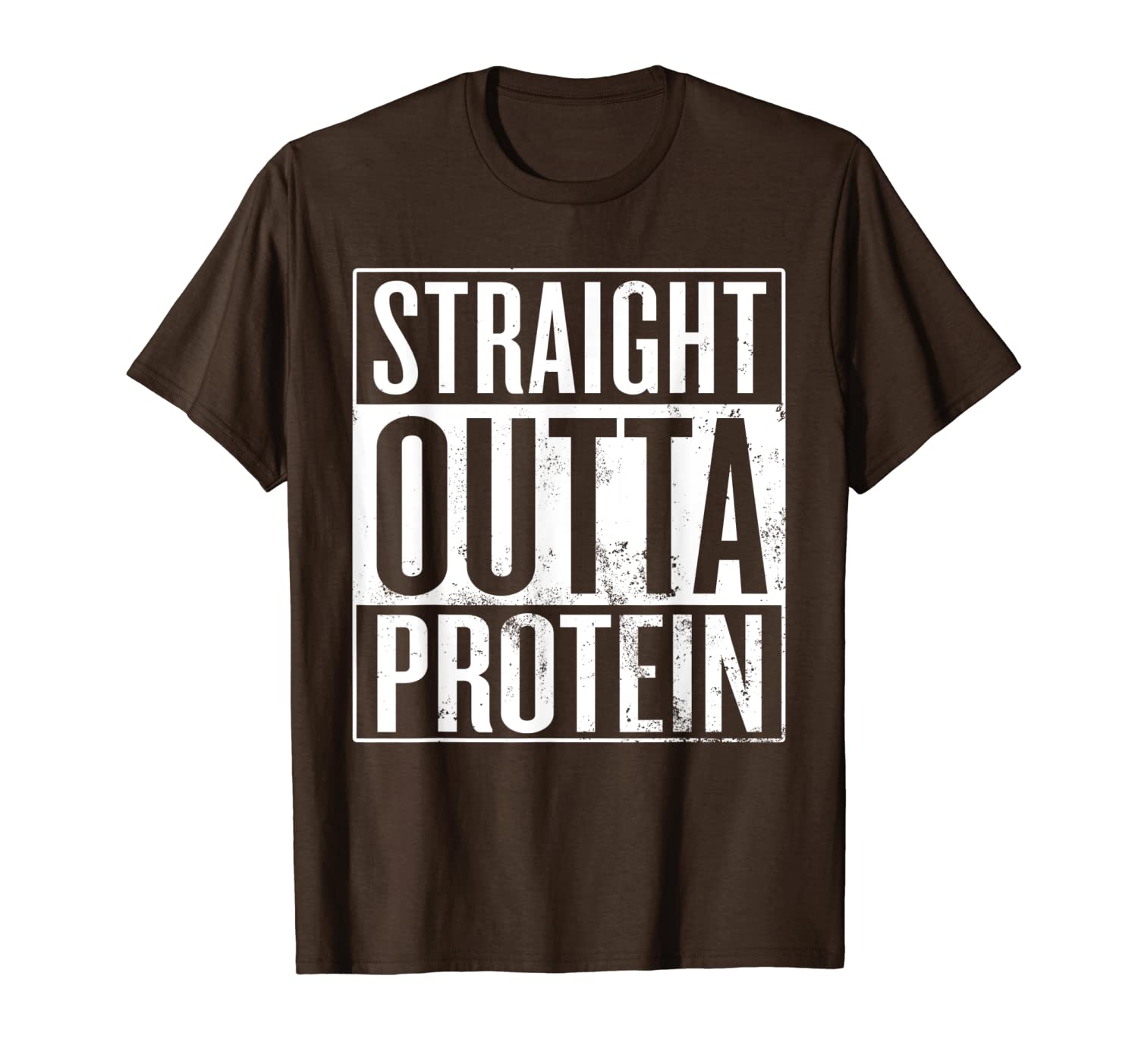 

straight outta protein, weightlifter bodybuilder workout t-shirt, White;black