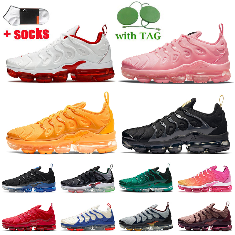 

Vapourmax Big Size US 13 Women Mens Running Shoes Air Vapormax Plus Tn Black Royal University Gold Bubblegum Coconut Milk Hyper White OFF Vapor Max Trainers Sneakers, A20 black gold 36-47