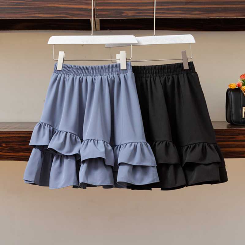 

Skirts Black Blue Irregular Chiffon Mini Plus Size Oversized 5Xl Large Korean Fashion High-Waisted Summer Women' Clothing 2021r