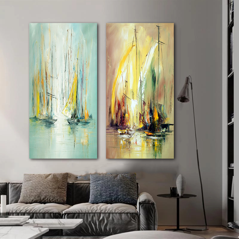 

Oil Painting Printed On Canvas Boat Ship Poster Canvas Painting Wall Art For Living Room Landscape Pictures Modern Home Decor