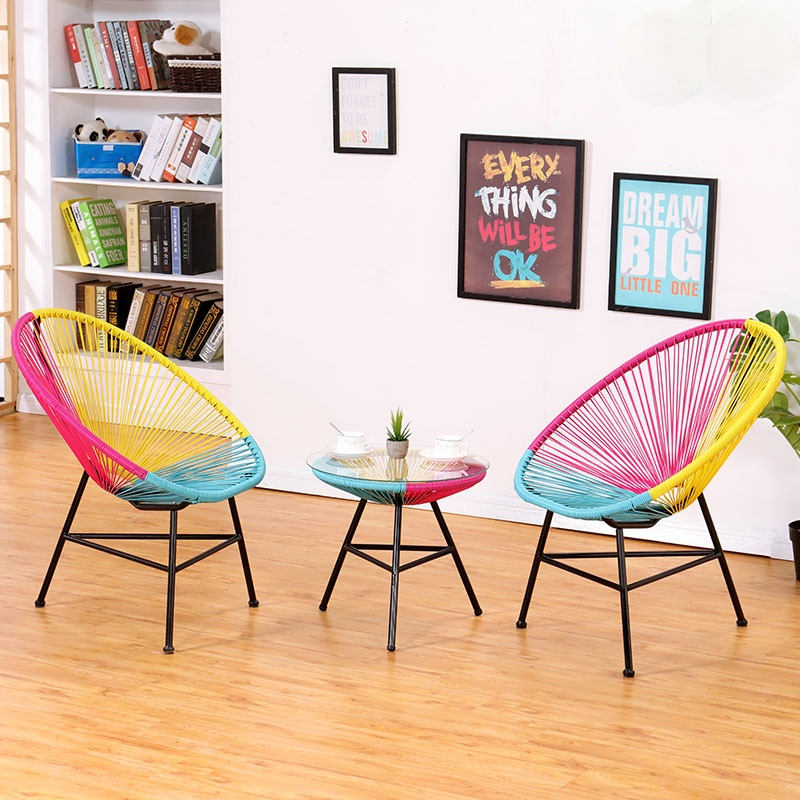 

rattan Balcony egg-shaped chair small coffee table three-piece combination simple modern leisure sun flower outdoor garden table and chair