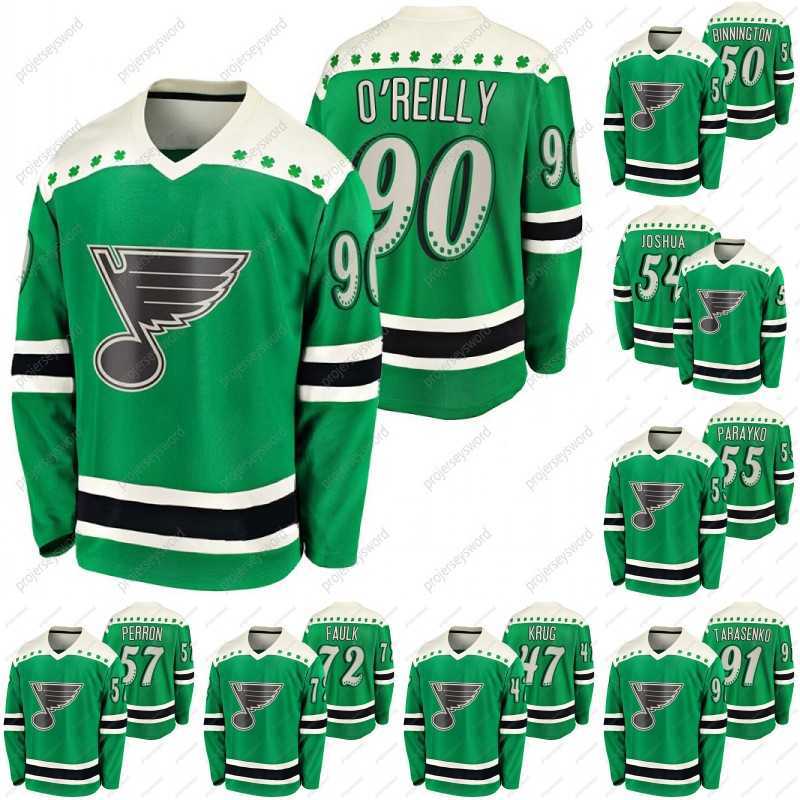 

St. Louis Blues Ryan O'reilly 2021 St Patricks Day Jersey Vladimir Tarasenko David Perron Binnington Torey Krug Jake Walman Robert Bortuzzo, 35 ville husso