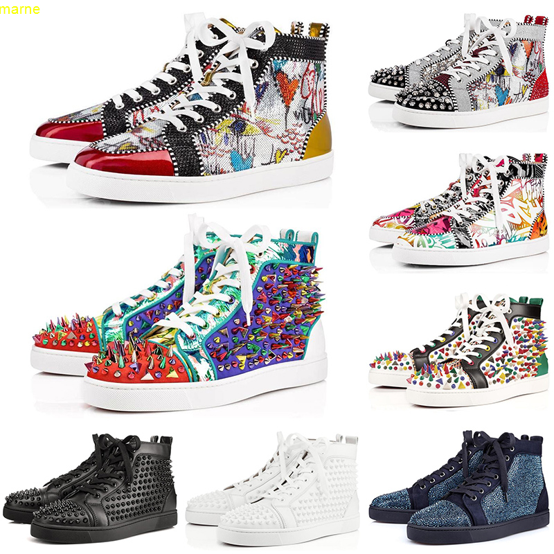 

fashion boots cut platform shoes red bottoms suede leather studded spikes flats high quality men women party lovers dress sneakers, Color#4