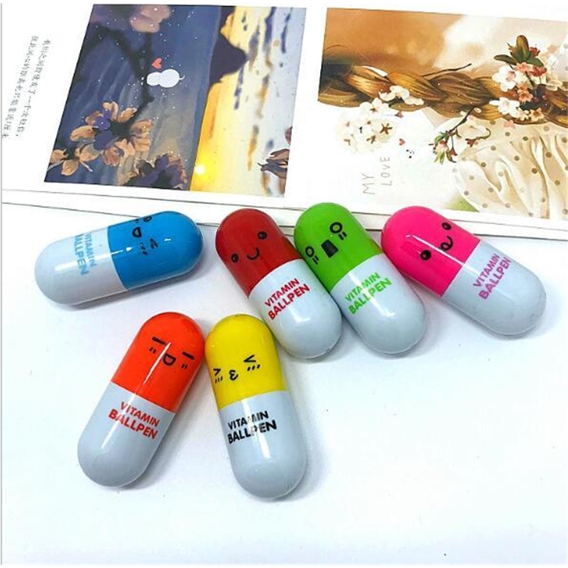 

Fashion New Retractable Creative Stationery Cute Expression Capsule Pill Ballpoint Pen Top- Aa116, Multicolor