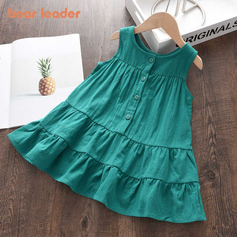 

Bear Leader Kids Girls Sleeveless Dresses Summer Fashion Toddler Girl Casual Solid Vest Vestidos Children Ruffles Cute Clothing 210708, Ah5304green