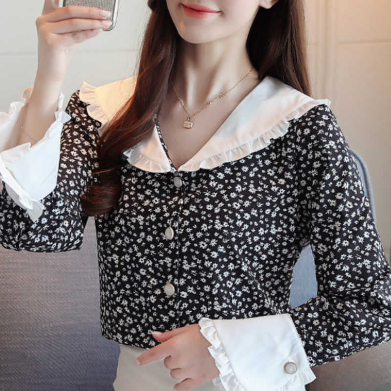 

Blusas Mujer De Moda Long Sleeve V-neck Blouse Women Print Chiffon Women Blouse Blusa Feminina Womens Tops And Blouses C453 210602