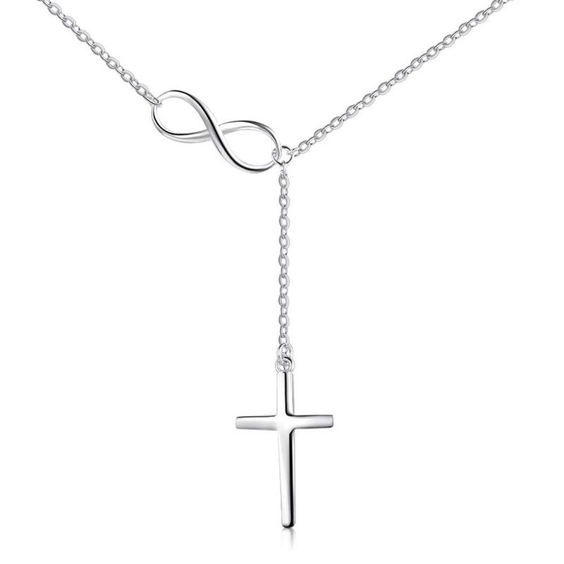

Pendant Necklaces Infinity Solid Necklace Cross For Women Fashion Jewelry Christmas Wedding Anniversary Gift, Silver