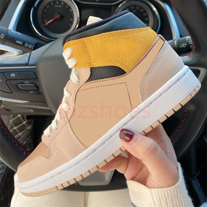 

1 Mid SE Particle Beige Mens Skate Shoe Bronze Ginger Suede Trainers Sports shoes Casual Sneaker Jumpman 1s, 01