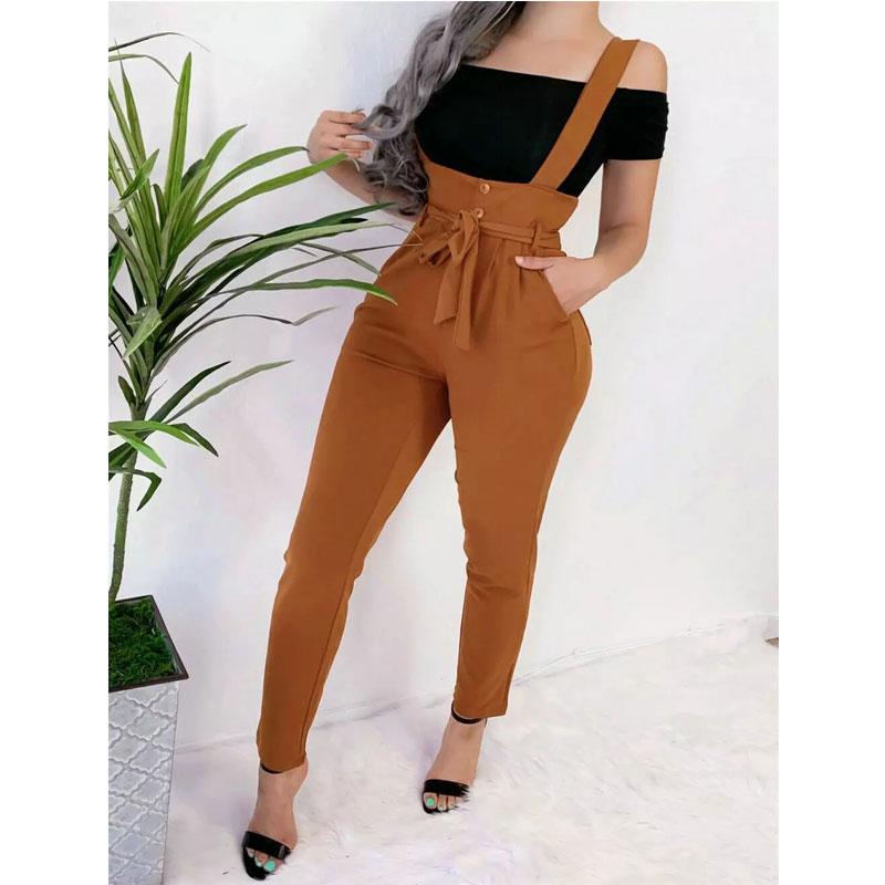 

Women' Pants & Capris 2021 Female Autumn Overalls Womens Denim Jumpsuit Dungarees Straps High Waist Bib Jeans Trousers 5 Colors