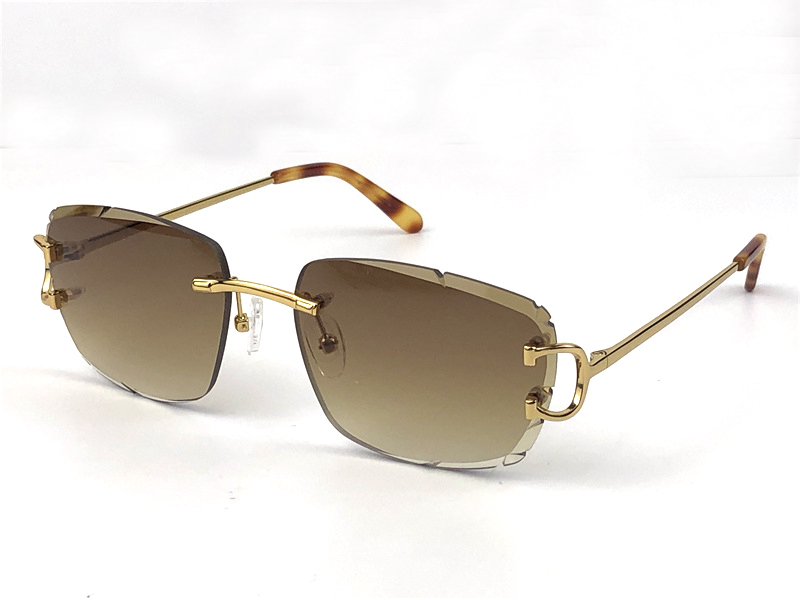 

Fashion design sunglasses 0112 retro frameless crystal irregular cut surface frame popular retro style uv400 lens top quality protection light-colored eyewear