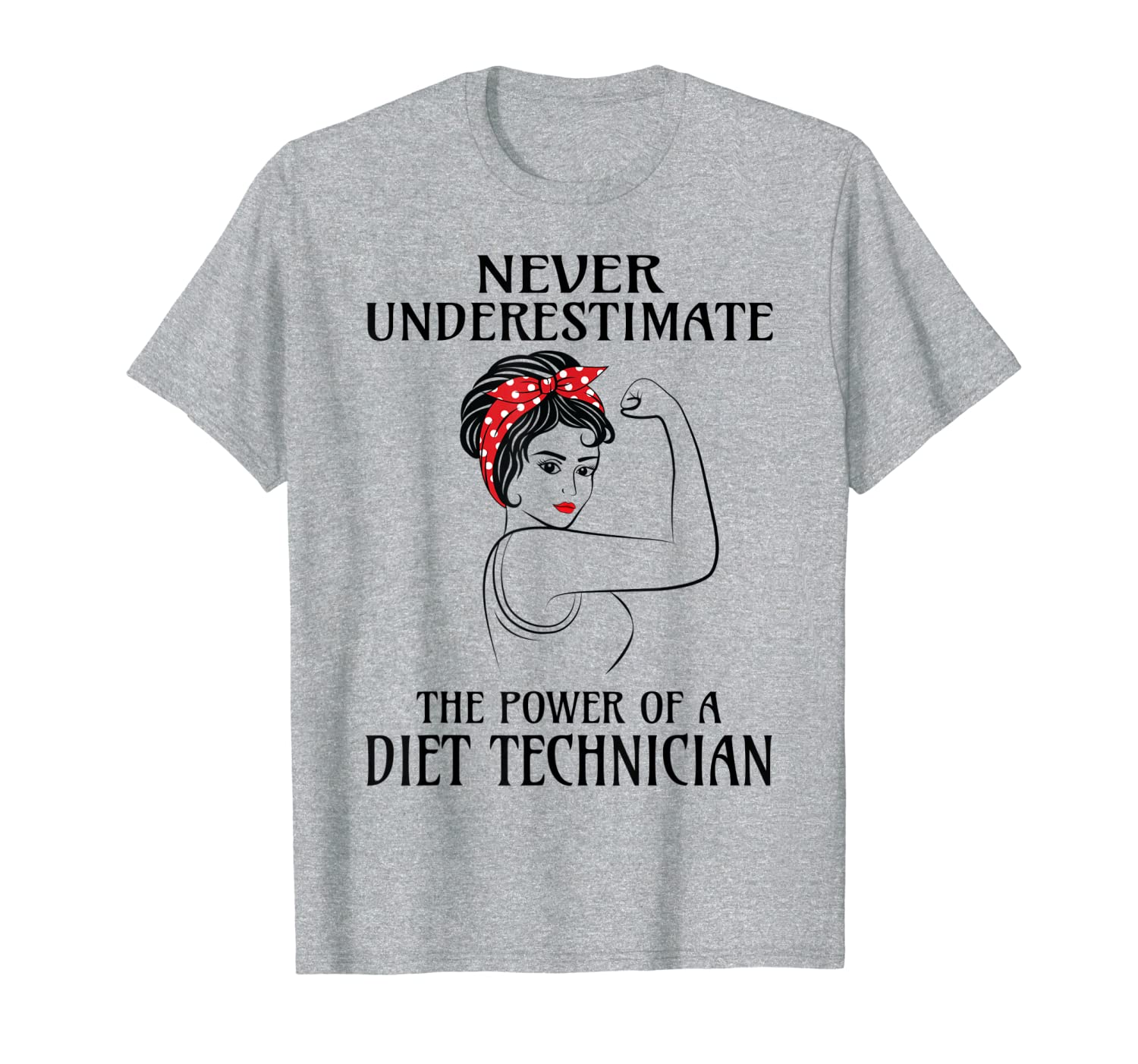

never underestimate diet technician t-shirt, White;black