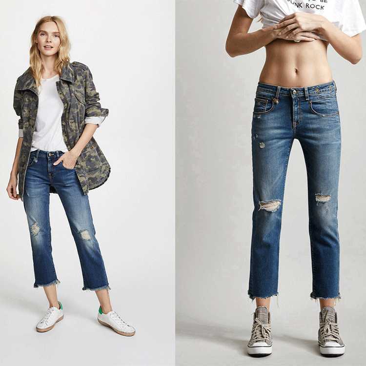 

Women's Jeans New season Yang Mi's same quality single R13 indigo medium waist 8-9 hole straight jeans, Blue
