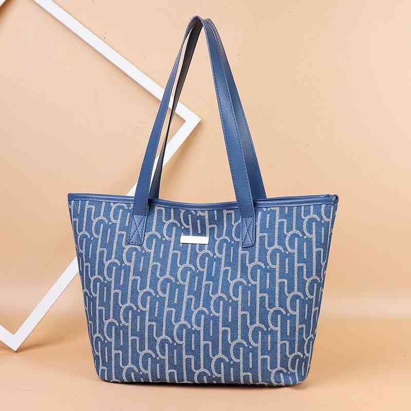 

Canvas female 2021 new Korean fashion single shoulder handbag large capacity Tote Bag, Blue