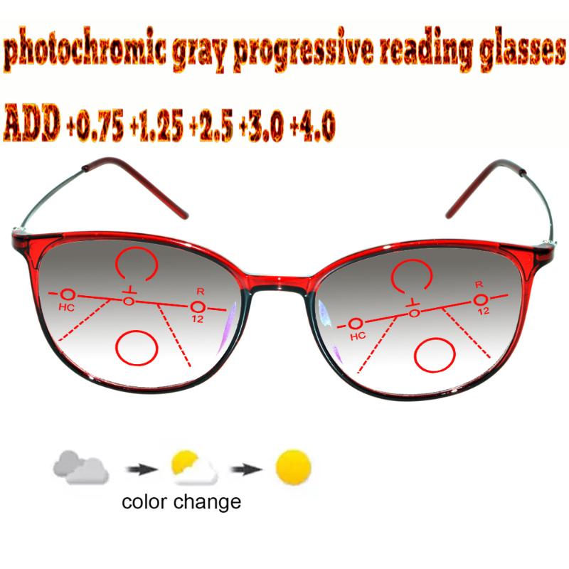

Sunglasses Pochromic Gray Progressive Multifocal Reading Glasses Ladies Woem Ultralight Red Frame+1.0 +1.5 +1.75 +2.0 +2.5 +3 +3.5 +4