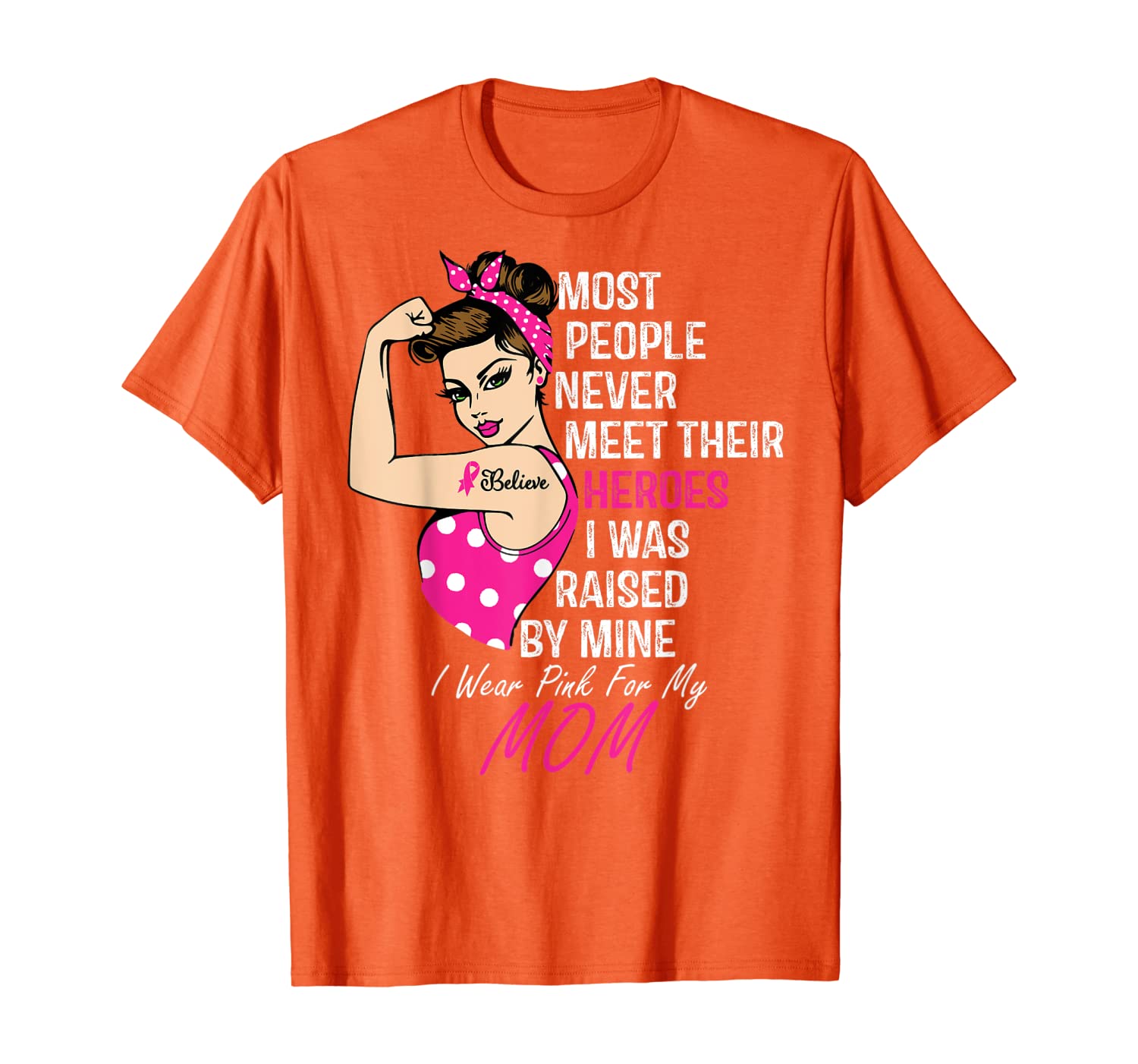 

I Wear pink for My mom cancer awareness Support mom T-Shirt, White;black