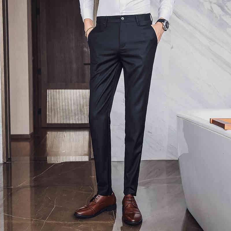 

Men's Pants Fall and winter thin male long casual business small straight, Grey