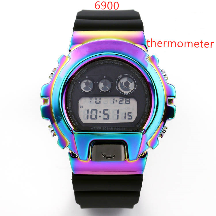 

Sports Men's Quartz 6900 Waterproof Watch DZ7333 Metal Case LED Digital Display Thermometer PU Band World Time High Quality