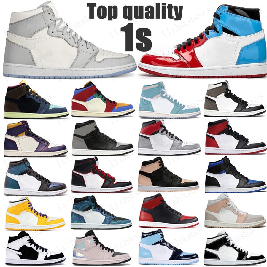 top shoes Pine Green Black 1s Basketball shoes Jumpman 1 Bloodline Men Designer Sneakers Fearless Obsidian UNC Patent gold black toe Trainer, Box