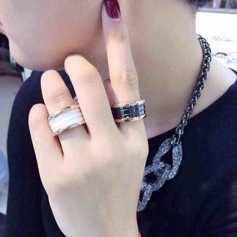 

Cluster Rings 18KGP Rose Gold Color Beloved Ceramics Fashion Titanium Steel Jewelry For Women Men Couple (R002)