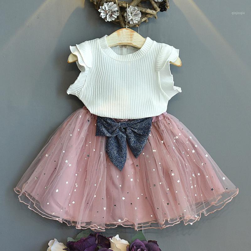 

Toddler Girls Summer Outfits 2021 White Ruffles Shirt + Mesh Tutu Skirt Two Piece Set Childrens Boutique Clothing Sets