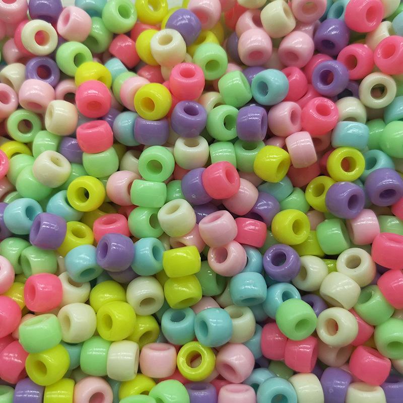 

Other 100pcs 6*9mm Big Hole Round Beads Acrylic Colorful Loose Spacer For Jewelry Making Handmade Diy Bracelet Necklace