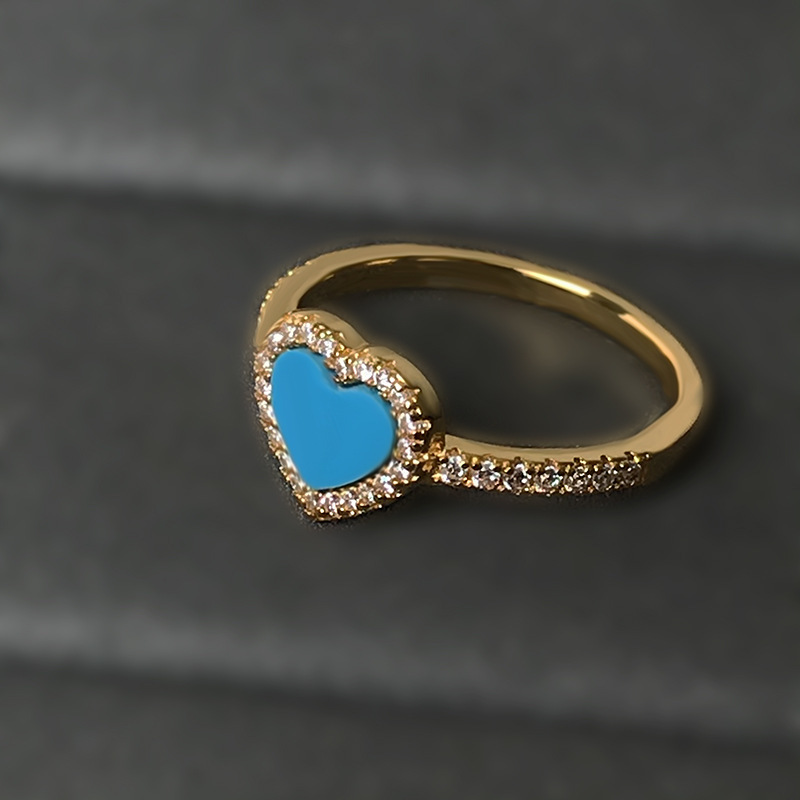 

UMGODLY Fashion Love Heart Ring Women France June Green Blue UN APRES-MIDI A LA PlAGE Series Brand Jewelry Gift