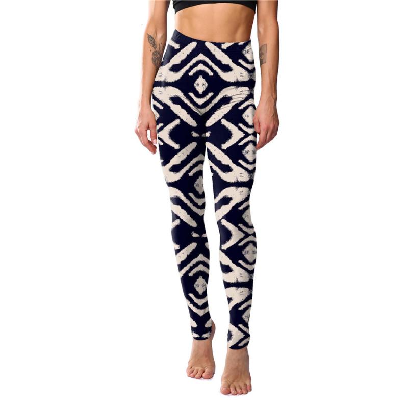 

Yoga Outfit Gym Tights Pants Sport Fitness Plaid Printing Women Leggings Polyester Soft Ankle Length Leggins Femme